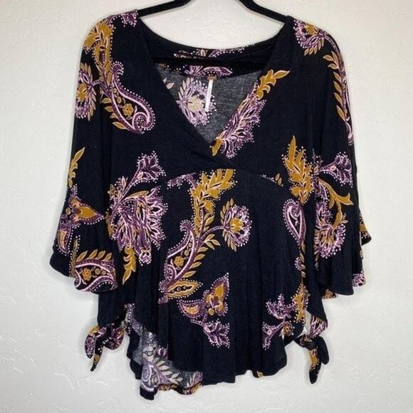 Free People Black Maui Wowie Printed Top XS - Picture 6 of 6